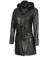 Lisa Womens Black Hooded Coat